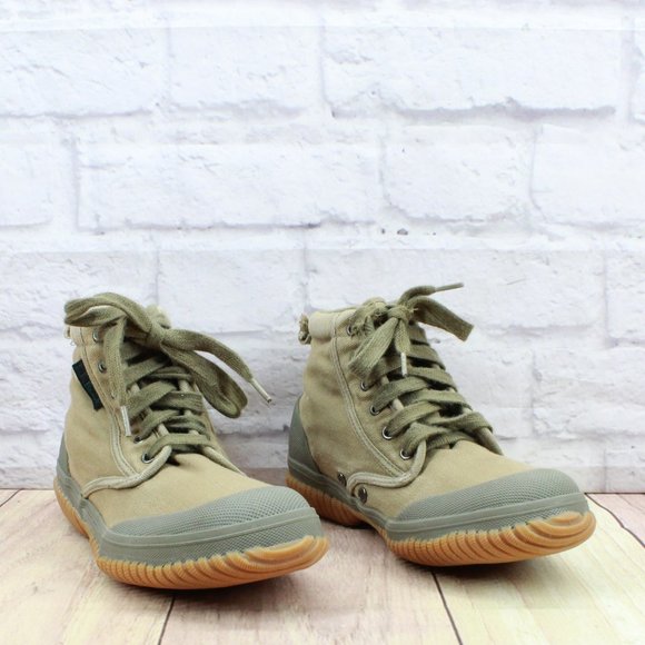 LL Bean Green Canvas Lace Up Casual Ankle Sneakers Shoes Size 7 Medium - Picture 3 of 9